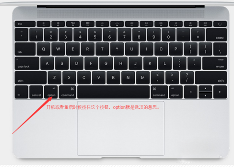 長(zhǎng)按“option”鍵